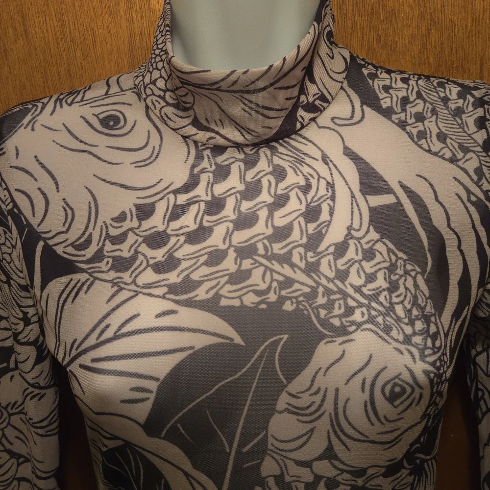 HOST PICK! 🎉🎈Commence tattoo design NWT sheer mesh long dress - Picture 6 of 9